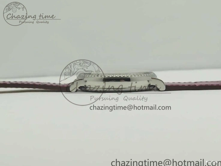 MIROTIME 0113 Portofino IW458101 Diamond Bezel SS MK 1:1 Best Edition Silver Dial On Purple Leather Strap MIYOTA Tailored 7166